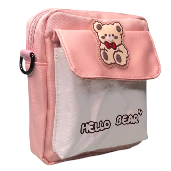 Детская сумка кроссбоди Hello Bear розовая текстильная через плечо компактная 25-576-r фото