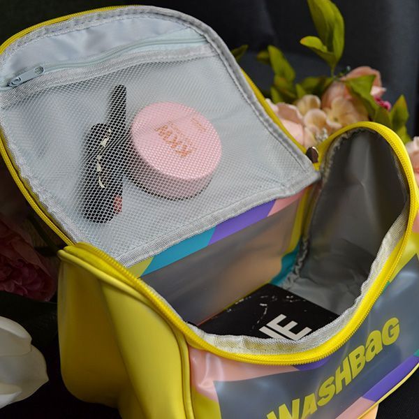 Матова прозора косметичка Washbag водонепроникна з ручками для подорожей 21 &times; 11 &times; 15 см жовта 23-27-zh фото