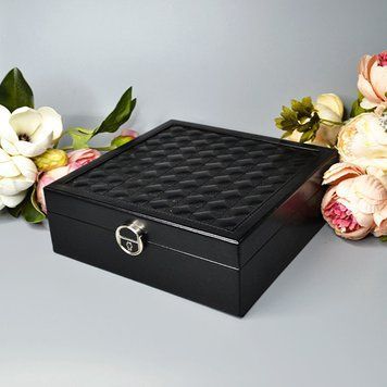 Вместительная шкатулка для украшений 2 в 1 с зеркалом, 25 &times; 8 &times; 25 см, чёрная 25-28-ch фото