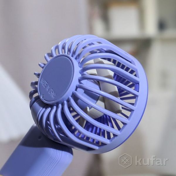 Портативный мини вентилятор голубой с крючком и подставкой RL-07-g фото