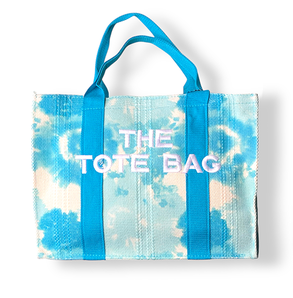 Літня пляжна сумка шопер The Tote Bag тай-дай блакитна текстильна на блискавці 25-499-g фото