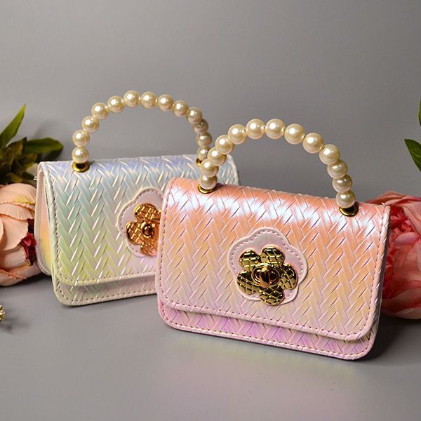 Дитяча сумка Flower з перлинами біла через плече 24-331-b фото