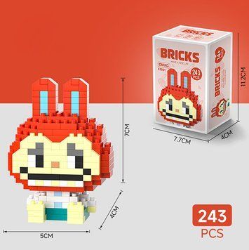 Конструктор BRICKS Labubu червоний 243 деталі міні фігурка персонажа розвивальний набір E3051 фото