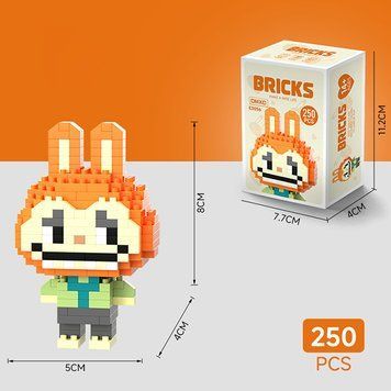 Конструктор BRICKS Labubu помаранчевий 243 деталі міні фігурка персонажа розвивальний набір E3056 фото
